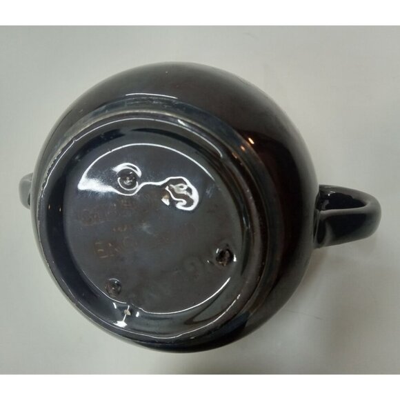 Gibson England Silver Overlay Redware Pottery Sugar Creamer Set Rustic Farm - Picture 9 of 9